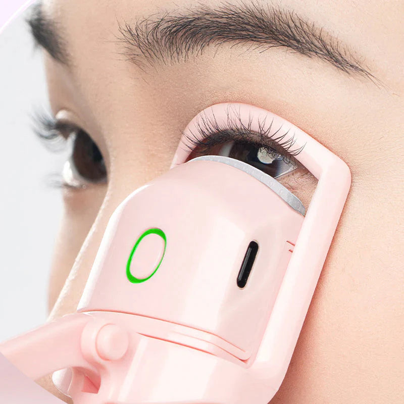 New!!Product Mini Portable Heating Pink Heater Eyelash Curler Kit Electric Heated Eyelash Curler with Charger Usb